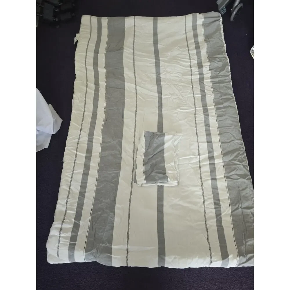 Hearth & Hand Twin Stripe Comforter Sham Set Railroad Gray White Blend 88 x 68